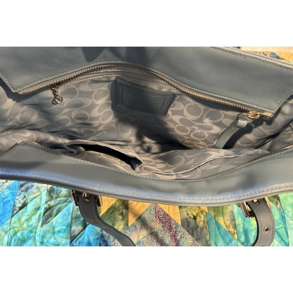 Vtg Coach Large Leather Hobo Shoulder Blue Teal Gallery Tote Bag Purse 2004 EUC - Picture 8 of 16